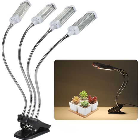 Lampe de croissance pour plantes avec écran LCD 96 W, lampe LED à 4 têtes, plusieurs modes de gradation, couleur argent, norme américaine. (1/5)