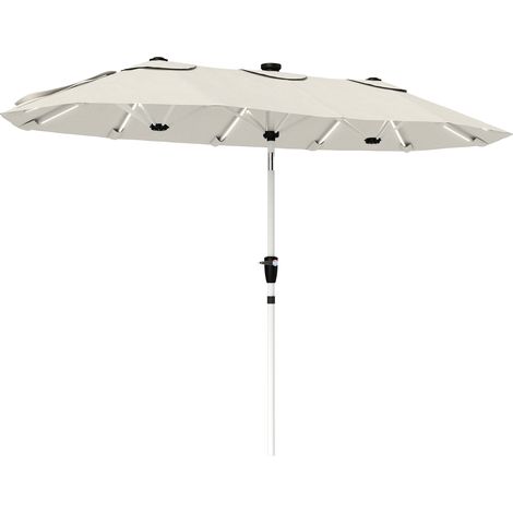 Outsunny 3 m Double-Sided Garden Parasol with Solar Lights, Cream White