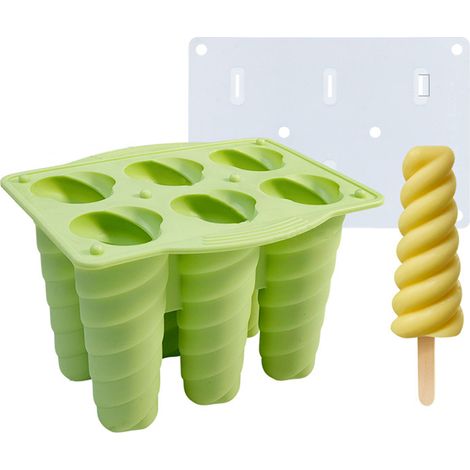 6 moules à glace en silicone, réutilisables, avec bâtonnets et couvercle, pour popsicles, yaourt, gelée (1/5)