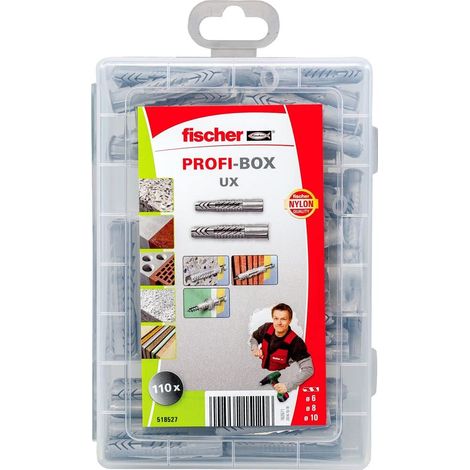Profi-Box de cheville pour tous les matériaux de construction UX avec collerette - 110 pièces (1/5)