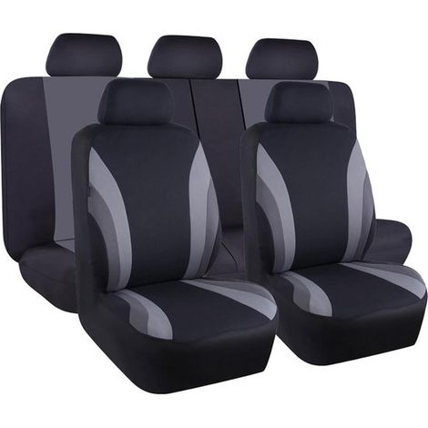 Set di coprisedili per auto - Coprisedili per auto - Protezione interni - Protezione completa dei sedili - Set completo - Nero Grigio (1/5)