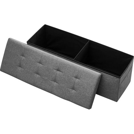 VEVOR Reposapies Plegable Rectangular con Almacenamiento y Bolsillos Laterales, Asiento Acolchado y Plegable, Carga hasta 299,37 kg, 110 x 38 x 38 cm, para Salón, Dormitorio y Pasillo, Color Gris (1/5)
