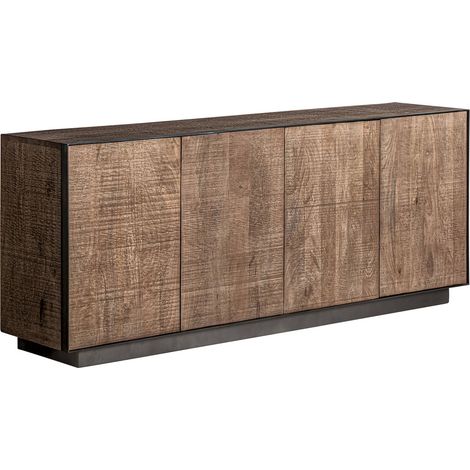 Buffet art déco en bois de manguier noir finition naturelle - Noir profond et bois naturel (1/5)
