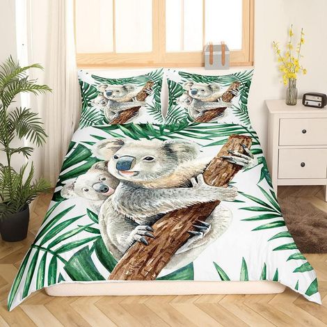 Bettwäsche Set Koala Palme 155x220 cm Kinder Jungen Mädchen Mikrofaser