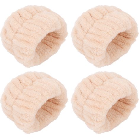 Lot de 2 bandeaux de poignet lavage visage, éponge flanelle douce absorbante, blanc crème, accessoire toilette (1/5)