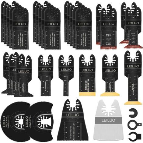 Lot de 34 - Lame Oscillante - Accessoire Outil Multifonction - Coupe Bois Et Clous - Interface Universelle - Pour Décoration Et Bricolage - Argent - Diverses Tailles