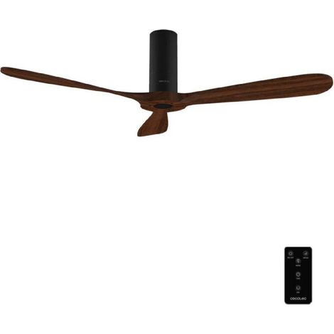 Cecotec Ventilador de Techo con Mando a Distancia de 52" EnergySilence 5400 Classic Black&DarkWood. Motor DC 40W, 3 Aspas
