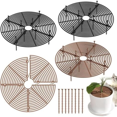 Grille pour Pots de Fleurs,4 Pcs Grille pour Plantes, Protection pour Pots de Fleurs pour Chats, Protection pour Enfants Animaux dom (1/4)