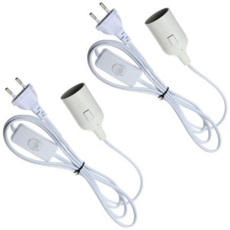 1,8 m (2 Stück) LED-Lichterkette, E27-Fassung mit Kabel, Lampenfassung für Glühbirne mit Kabel, Stecker und Schalter (1/4)