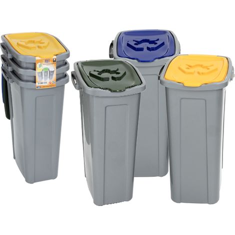 Set pattumiere salvaspazio 3 pezzi – Capacità totale 105 L – Coperchi colorati – Duplast (1/4)