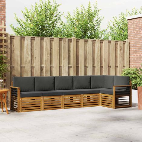 vidaXL Ensemble de canapé d'angle 6 pcs Naturel et Anthracite (1/5)