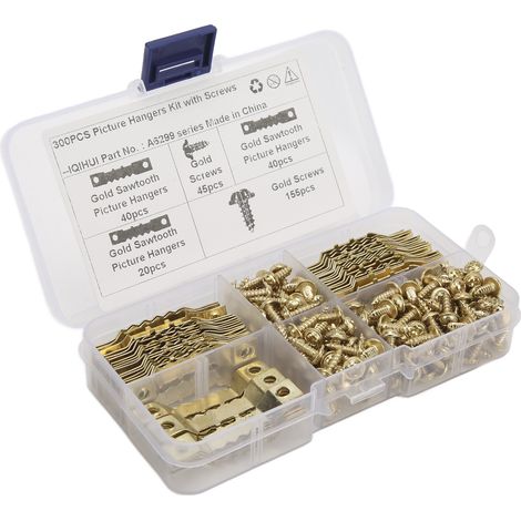 100 rostbeständige Zacken-Bilderhaken – 100 stabile Wandhaken mit 200 goldenen Schrauben (1/5)