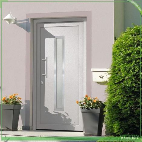 Porte d'entrée PVC blanche 108 x 200 cm – vitrage isolant 4-12-4, serrure 5 points, seuil aluminium (1/5)