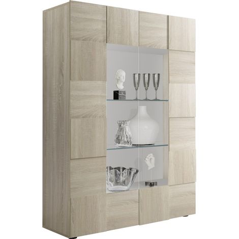 Mobile Vetrina 2 Ante 120x42x166 cm in Legno TFT Chequers Rovere Samoa (1/5)