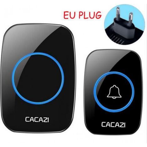 CACAZI LED Mini Sonnette Intelligente Sans Fil Imperméable À L'eau 300M À Distance 38 Chimes 20-85dB Porte Bague 2 sonnettes (1/2)