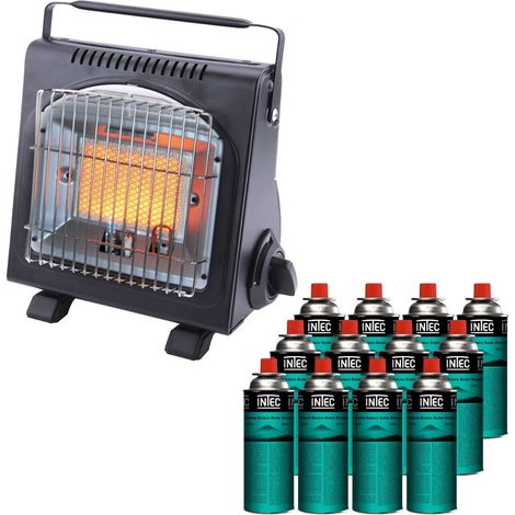 Chauffage à gaz portable 1700W + 12 Cartouches gaz Allumage Piezo Thermocouple ODS Camping Pêche INTEC (1/5)