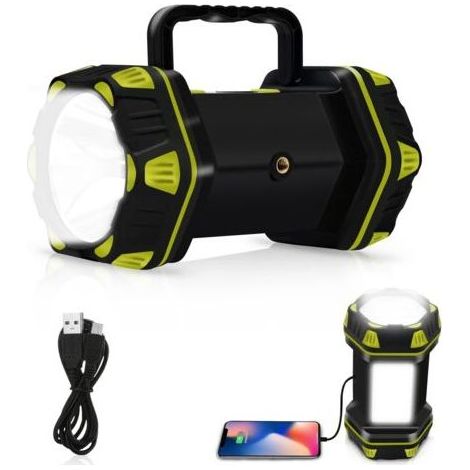 Leistungsstarke, wiederaufladbare LED-Camping-Stirnlampe mit 8 Leuchtmodi, multifunktionale Powerbank, wasserdicht nach IPX4, inklusive USB-Datenkabel (1/4)