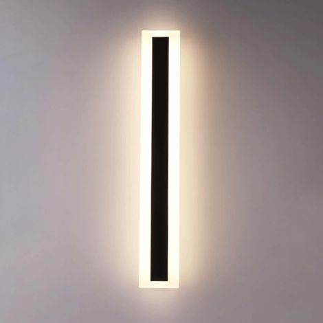 Applique murale extérieure étanche, appliques murales à longue bande en aluminium noir avec abat-jour en acrylique blanc, applique murale moderne à LED, toile de fond de salle de bain simple é (1/5)