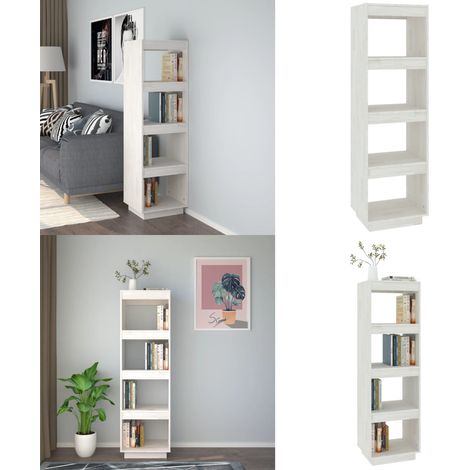 Bibliothèque/Séparateur de pièce Blanc 40x35x135 cm Pin massif - Bibliothèque Blanche - Bibliothèque En Bois - Étagère Murale - Meuble Rangement - Séparateur De Pièces - Home & Living (1/5)