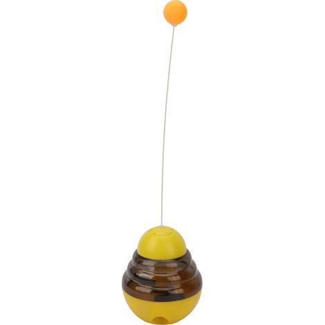 Distributeur de friandises pour chat, balle interactive à mâcher pour chien, distribution lente de nourriture, jouet à mâcher avec balle d'excitation, jaune (1/5)