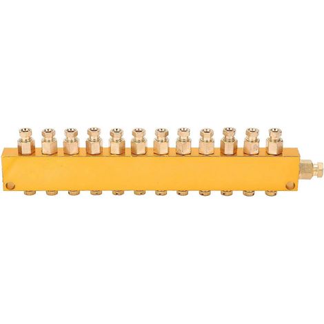 Ölverteiler, verstellbarer Schmierkolben aus Messing, Abscheider, Verteilerventil, Schmiersystem, 1 Eingang, 12 Ausgänge
