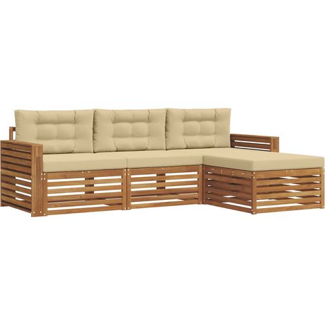 Set di divani da esterno 4 pz Naturale e Beige vidaXL (1/5)