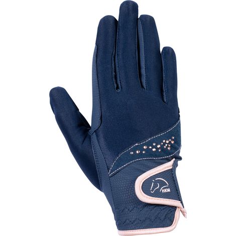XXL, blu scuro 6900: Damen-Reithandschuhe mit Diamanten Modell Rosegold Glamour (1/4)