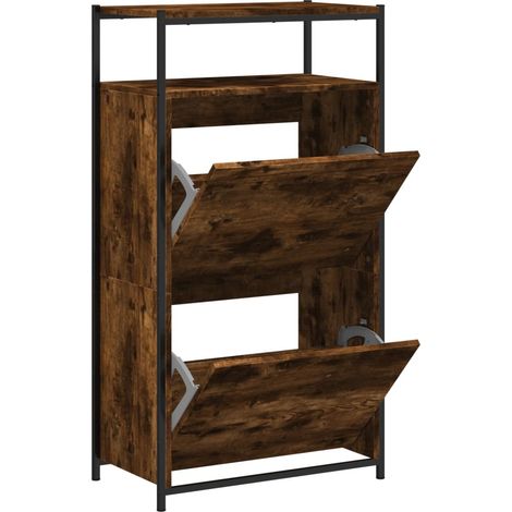 Maison Exclusive - Zapatero de madera de ingeniería roble ahumado (1/5)