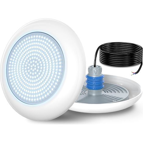 Projecteur Piscine Vissable avec Filetage 1,5", 18W LED Spot Piscine 6000K Non Dimmable, 1800lm, Ø242mm, 12V AC/DC Étanche IP68 Remplie Résine Lampe Fixer sur Prise Balai pour Piscines Béton (1/5)