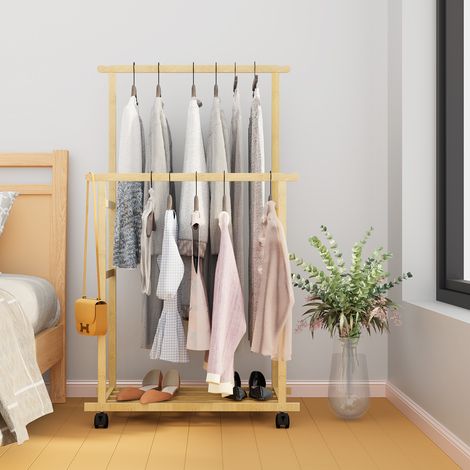Heavy Duty Clothes Rail Double Layer Garment Hanging Display Stand Rack Wardrobe (1/5)