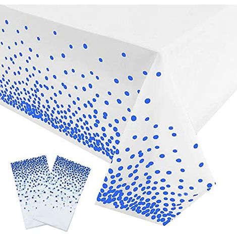 Set di 2 Tovaglie Monouso Bianche a Pois Blu 137 x 274 cm (1/4)