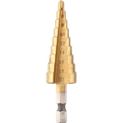 1 titanbeschichteter HSS-Stufenbohrer, Sechskantschaft, Elektrowerkzeuge, 4–20 mm (1/5)