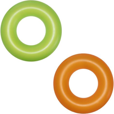 Bouée Ronde Néon Givrée - 1 Unité - Plastique PVC Fluorescent - Flottaison Sécurisée - Piscine et Plage Été - Diamètre 76 cm (1/5)