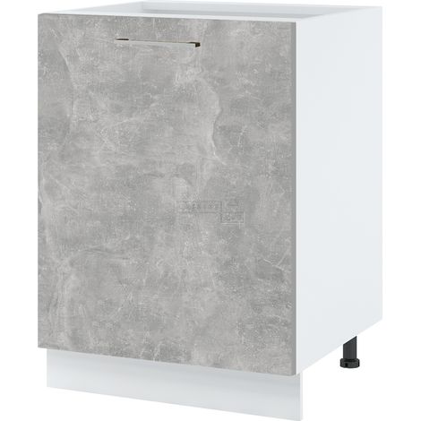 Meuble bas de cuisine Bellissi Beton Naturel 1 porte L 60 cm -  Porte avec poignée apparente  Grey