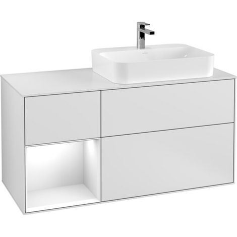V&B Waschtischunterschrank Wandbeleuchtung Finion 120cm, Pl w m, Rg l g wh. Lac, wh. m Lac (1/2)