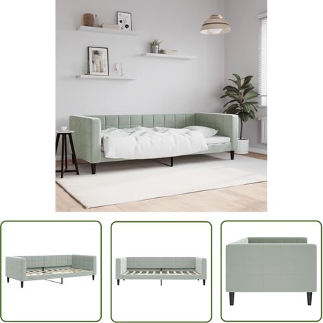vidaXL Tagesbett Hellgrau 90x190 cm Samt (1/5)