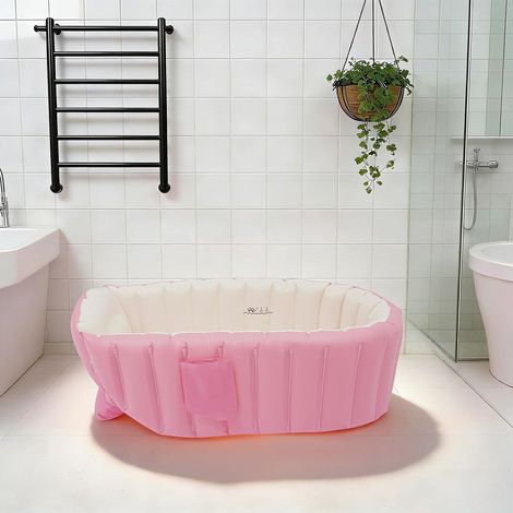 Baby Aufblasbare Badewanne, Tragbare Reise Baby Säugling Badewanne Kleinkind Badewanne mit Luftpumpe, Faltbare rutschfeste Duschbecken Mini Luft Schwimmbad für Neugeborene Planschbecken für die Dusche (1/5)