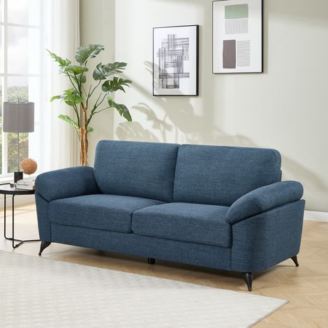 MALMO MODERN SCANDI STYLE FABRIC LIVING ROOM 3 SEATER SOFA BLUE