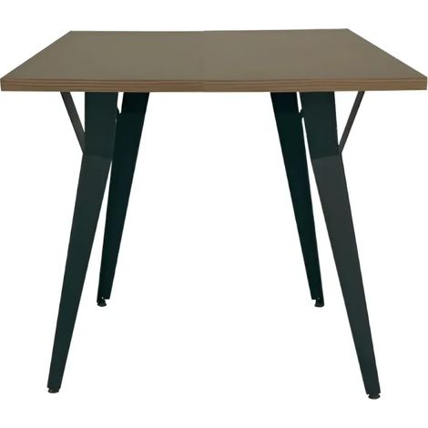 Tavolo da Pranzo Quadrato 80x80 cm Piano Rovere Gambe Nere (1/4)