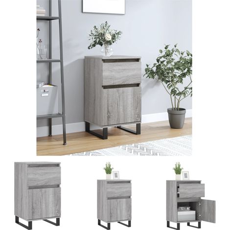 Holzbeistelltisch Grau - vidaXL Sideboard Grau Sonoma 40x35x70 cm Holzwerkstoff - Holzbeistelltisch mit Eisenbeinen (1/5)