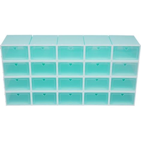 20 boîtes de rangement pour chaussures en plastique transparent, pliables, empilables, organiseurs de chaussures, boîtes de rangement pour chaussures pour la garde-robe, la chambre, le petit espace (v (1/5)