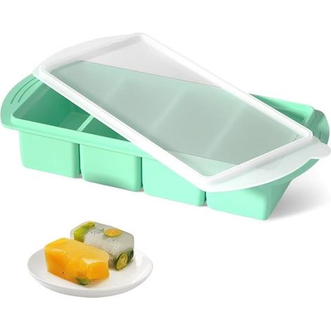 Contenitore per congelatore in silicone da 250 ml, vaschetta per cubetti di ghiaccio con coperchio, stampo per zuppa in silicone, scomparto congelatore, vaschetta per cubetti di zuppa da congelatore, (1/5)
