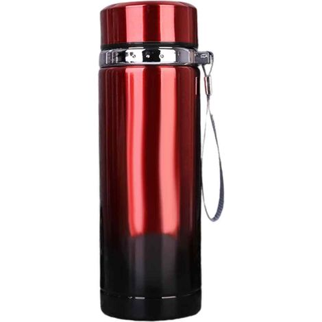 Vaso térmico, acero inoxidable, boca ancha, filtro incluido, correa para la muñeca, para viajes, oficina, deportes (1/5)