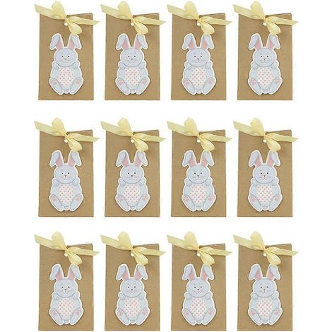 12 adorables boîtes cadeaux de Pâques en papier kraft, boîtes cadeaux lapin-18.5X12X7CM (1/3)