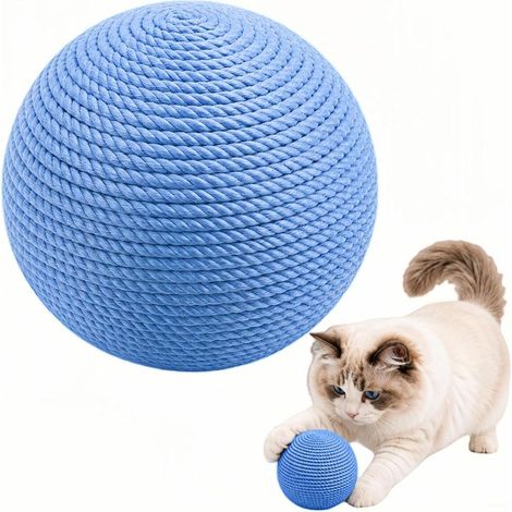 extra großer blauer Sisal-Katzenball, strapazierfähiger Kratzball zur Zahnreinigung und Krallenpflege, interaktives Haustierspielzeug (1/5)