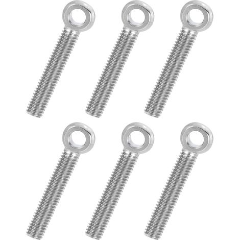 6 Pcs Boulon à Œil M6x35mm Boulon à Œillet de Levage pour Balancement d'Épaule, Vis Filetage Complet en Acier Inoxydable 304, Filetage Métrique Trou Coulissant, Couleur Argentée (1/5)