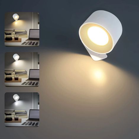 Innenwandleuchte, doppelseitige smarte Wandleuchte, dimmbar, mit wiederaufladbarem Akku und USB-Ladeanschluss, Touch-Steuerung und Fernbedienung, 3 Helligkeitsstufen (weiß).