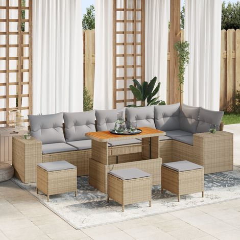 Maison Exclusive - Garten-Sofa-Set 10 pcs Beige Poly-Rattan (1/5)