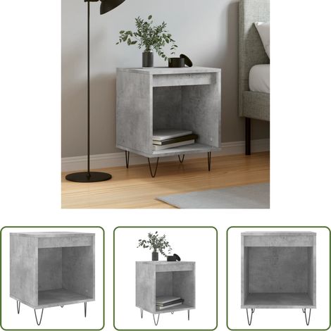 Table de chevet gris béton - Table de chevet gris béton 40x35x50 cm bois d’ingénierie (1/5)