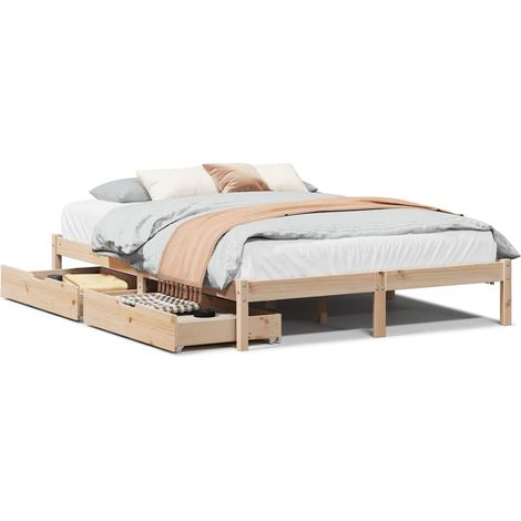 Maison Exclusive - Massivholzbett ohne Matratze 140x190 cm Kiefer
